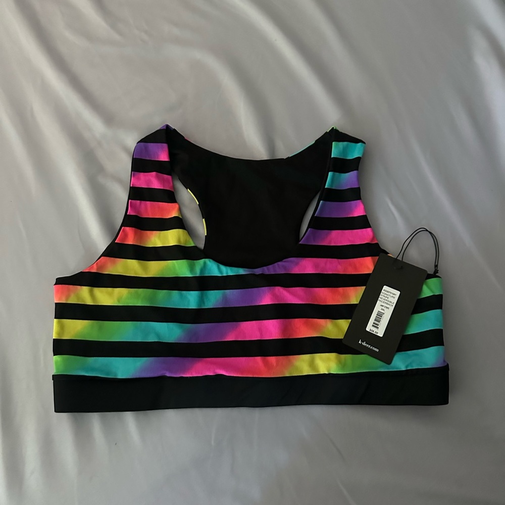 K-DEER reversible bra in Amy Stripe Rainbow